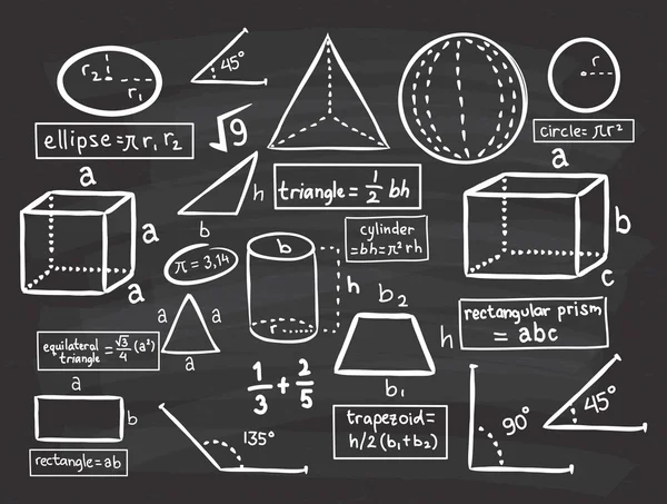 Mathe-Doodle auf Kreidetafel Hintergrund — Stockvektor