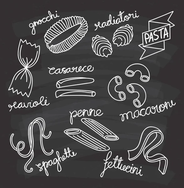 Conjunto de iconos de pasta italiana — Vector de stock