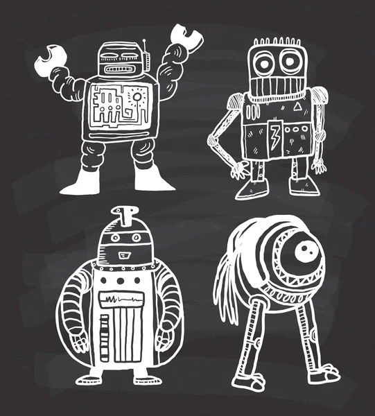 Jeu de robots de bande dessinée — Image vectorielle