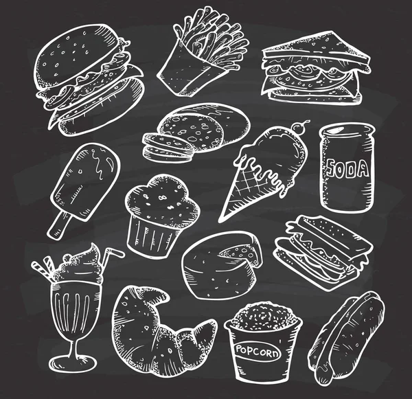 Conjunto de iconos de comida chatarra — Vector de stock