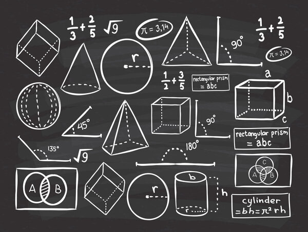math and geometry icons set