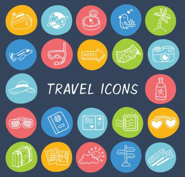 Turizm ve seyahat etmek simge kümesi