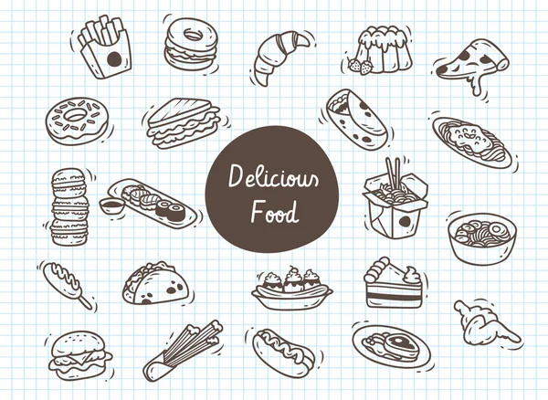 Heerlijk eten icons set — Stockvector