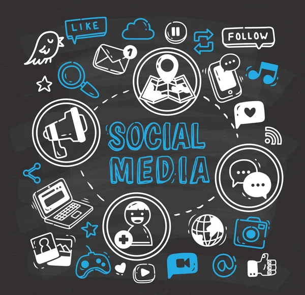 Sociale media cartoon elementen — Stockvector