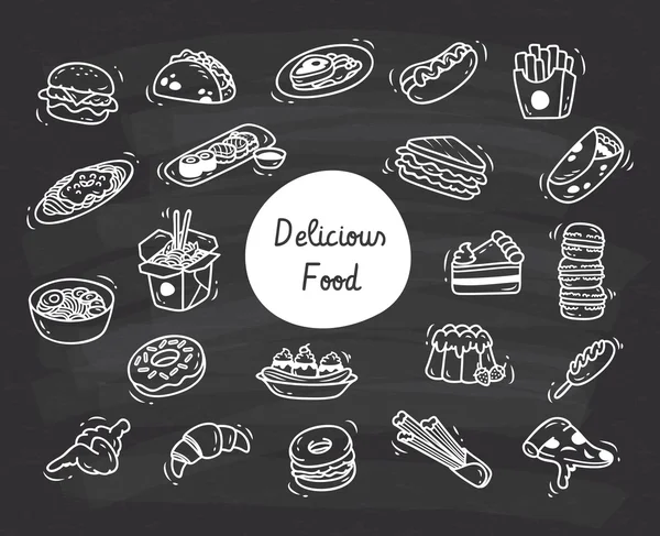 Deliciosa comida iconos conjunto — Archivo Imágenes Vectoriales