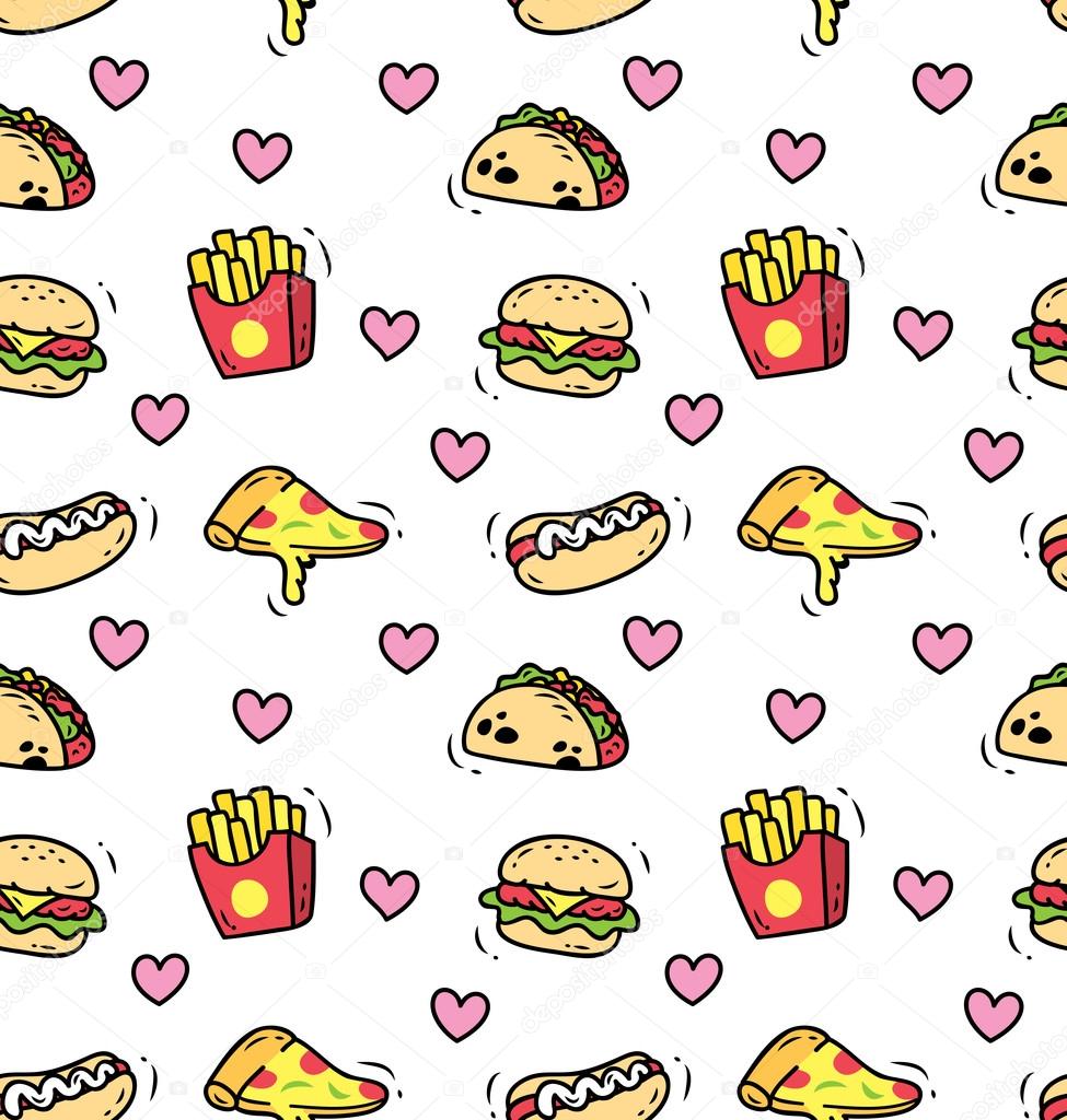 Free Vector  Kawaii fast food cute snacks illustration
