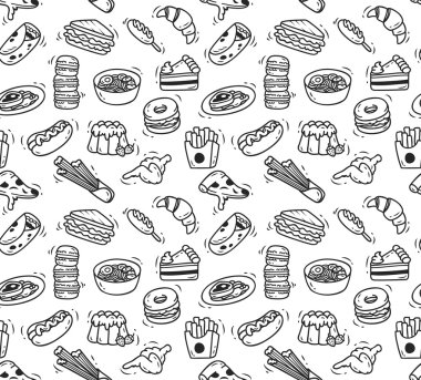 Çeşitli gıda doodle sorunsuz arka plan