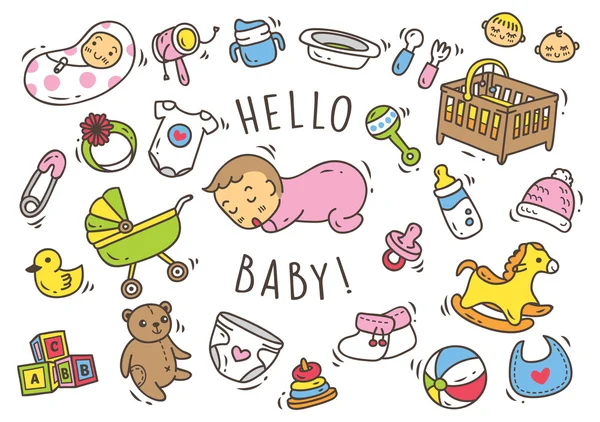 Set von neugeborenen Baby-Symbolen — Stockvektor