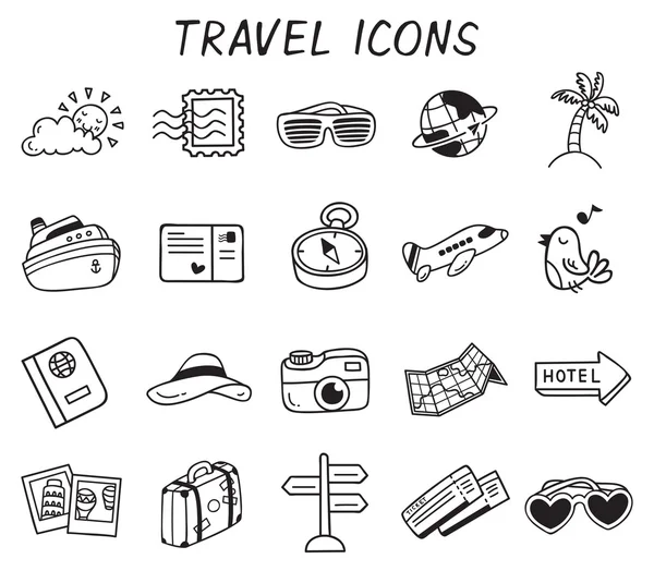 Conjunto de iconos de viajes de dibujos animados — Vector de stock