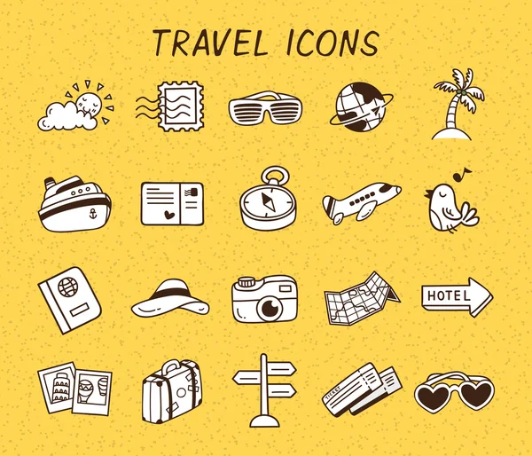 Conjunto de iconos de viajes de dibujos animados — Vector de stock