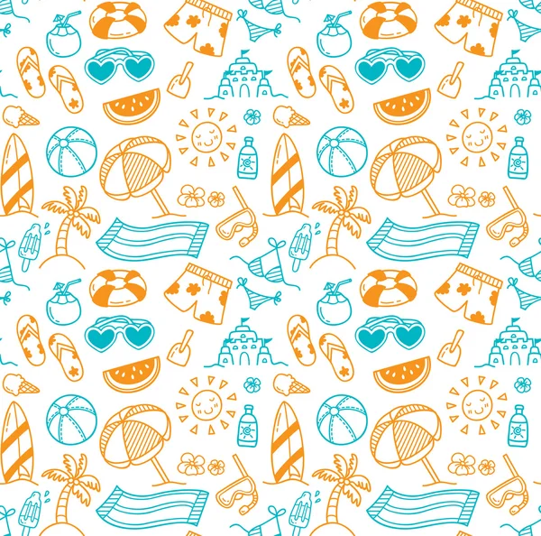 Conjunto de verano temática fondo sin costuras — Vector de stock