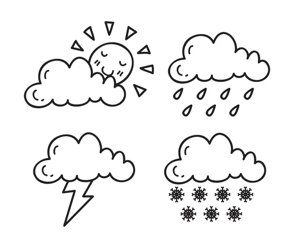 Set of weather doodle isolated — Stock Vector