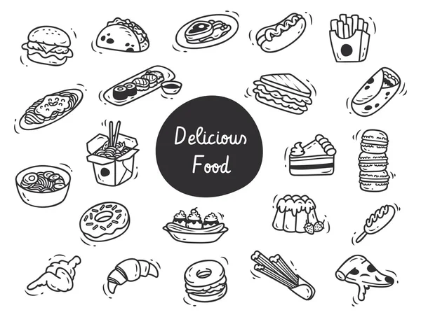 Conjunto de iconos de alimentos de dibujos animados — Archivo Imágenes Vectoriales