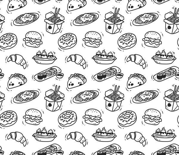 Bezešvé kreslený potravin vzor — Stockový vektor