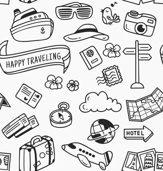 Ταξίδια θέμα doodle απομονωθεί — Διανυσματικό Αρχείο
