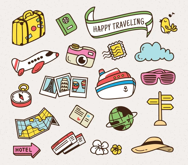 Ταξίδια θέμα doodle απομονωθεί — Διανυσματικό Αρχείο