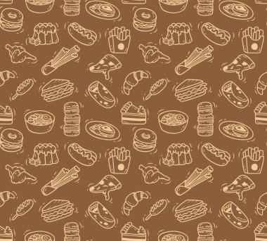 Çeşitli gıda doodle sorunsuz arka plan