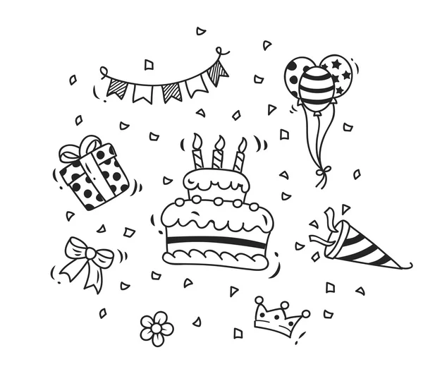 Biglietto doodle compleanno — Vettoriale Stock