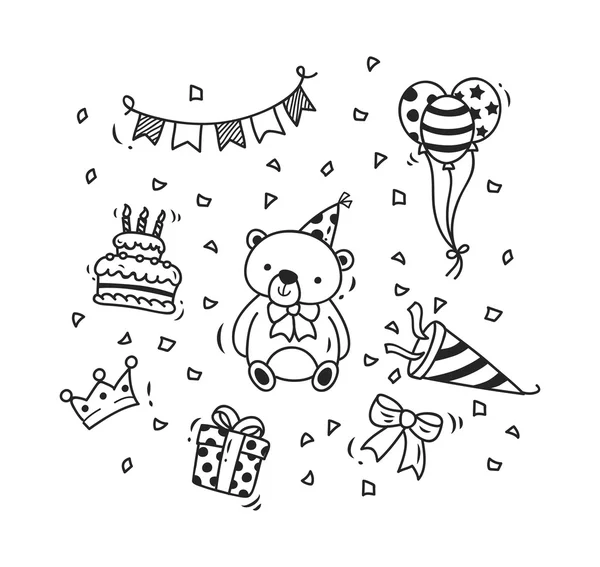 Cartão doodle aniversário — Vetor de Stock