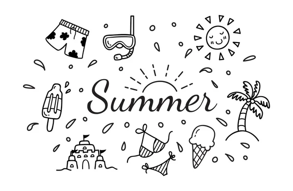Vacances d'été icônes dessin animé ensemble — Image vectorielle
