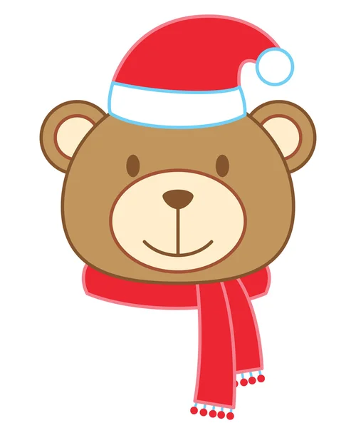 Urso usando chapéu de Santa — Vetor de Stock