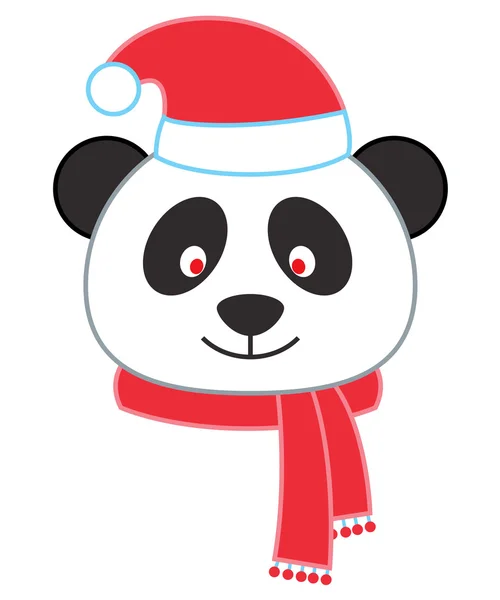 Panda giyen Noel Baba şapkası — Stok Vektör