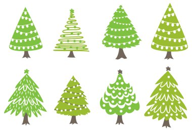 Noel ağacı doodle kümesi