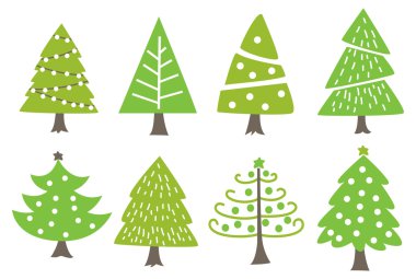 Noel ağacı doodle kümesi