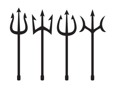 set of trident silhouette clipart