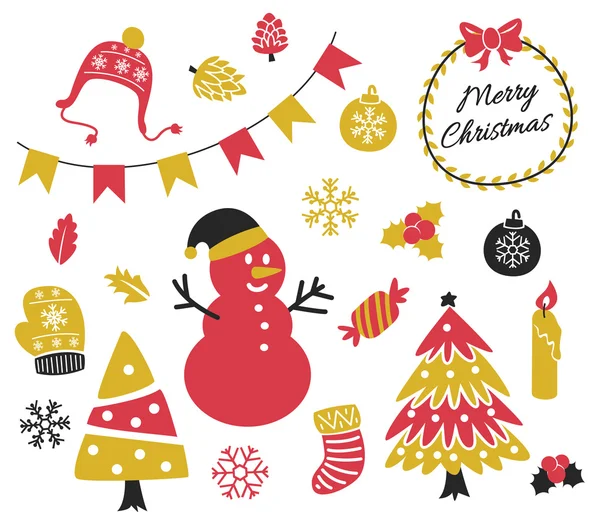 Ensemble d'objets liés à Noël doodle — Image vectorielle