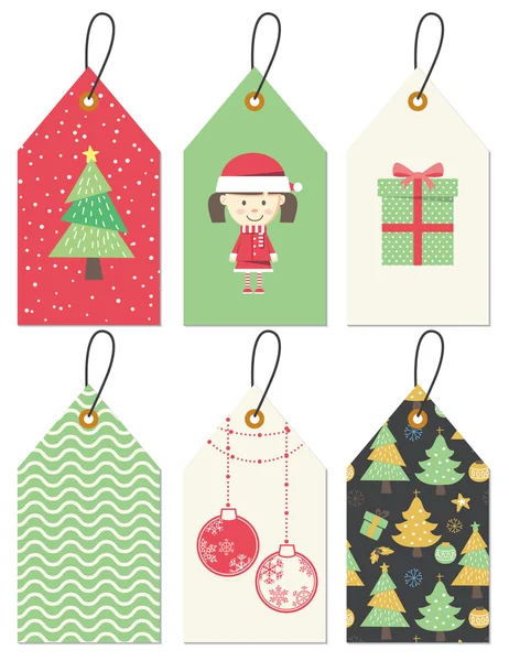 Vintage Christmas gift tag v — Stock Vector