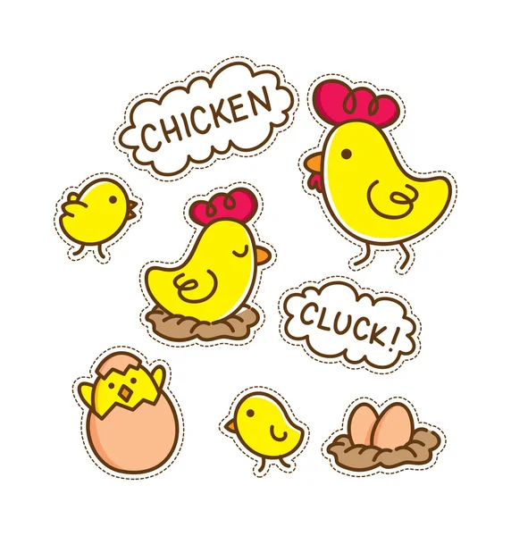 Patch de poulet dessin animé — Image vectorielle