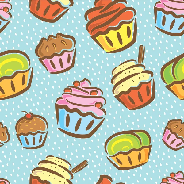 Cupcakes sømløs bakgrunn – stockvektor