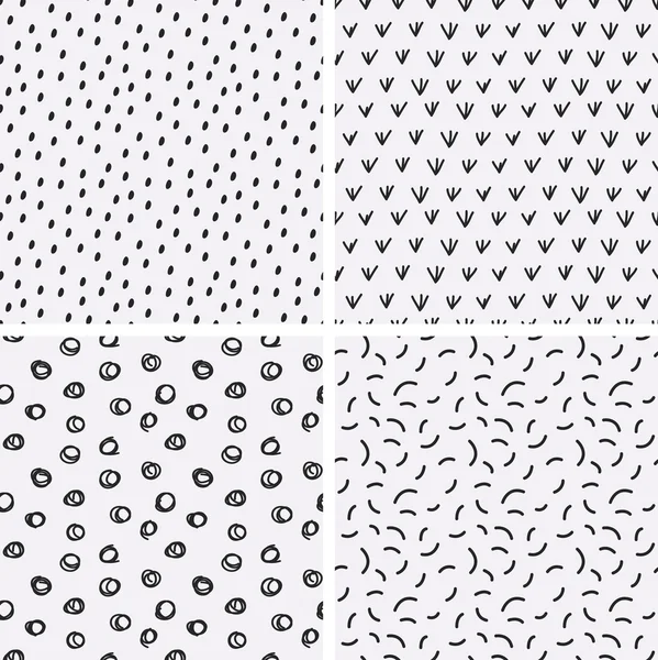 Set of doodle seamless patterns — Stock Vector