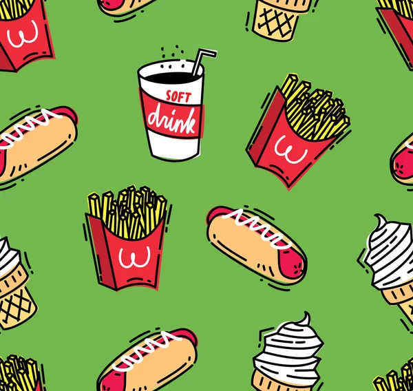 Fast food sorunsuz arka plan — Stok Vektör