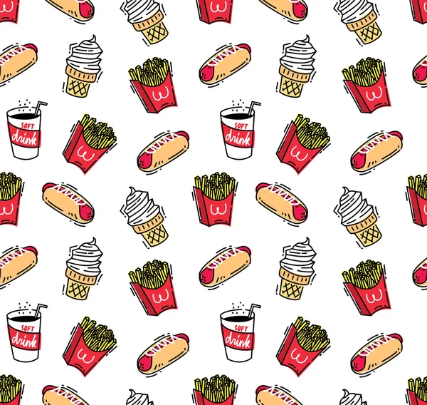 Fondo sin costuras de comida rápida — Vector de stock