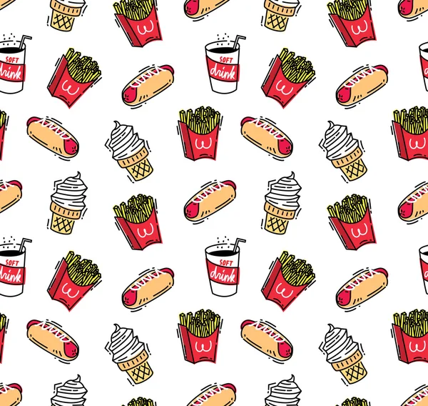 Fondo sin costuras de comida rápida — Vector de stock