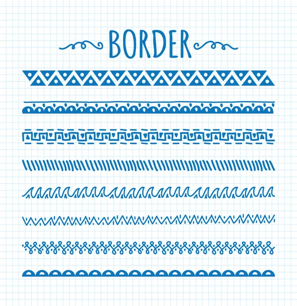 Conjunto de fronteira desenhada à mão — Vetor de Stock