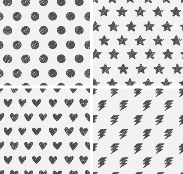 Set dari pola mulus doodle - Stok Vektor