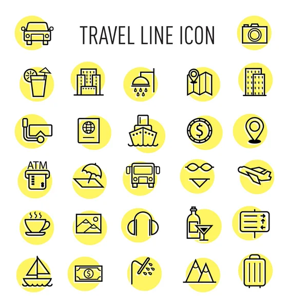 Conjunto de icono de línea de viaje — Vector de stock