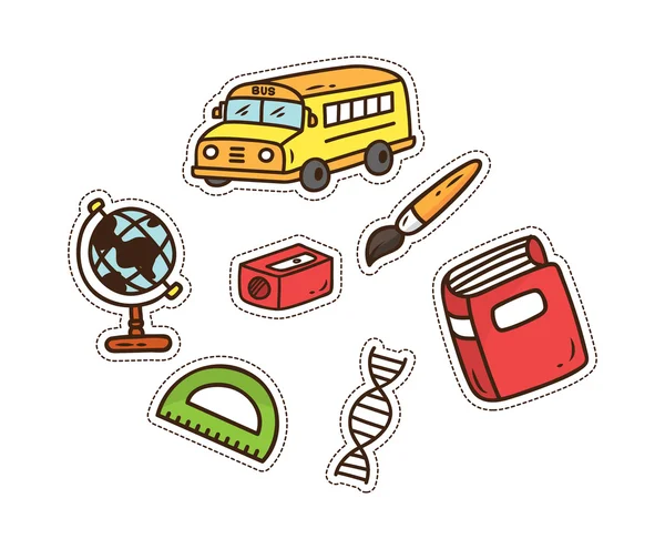 Set of school object patch — Stock Vector