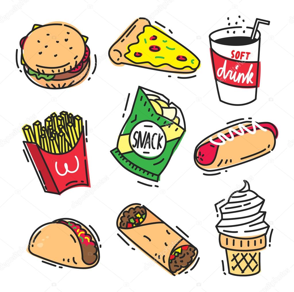 Set of fast food icon Stock Vector Image by ©mhatzapa #124284880