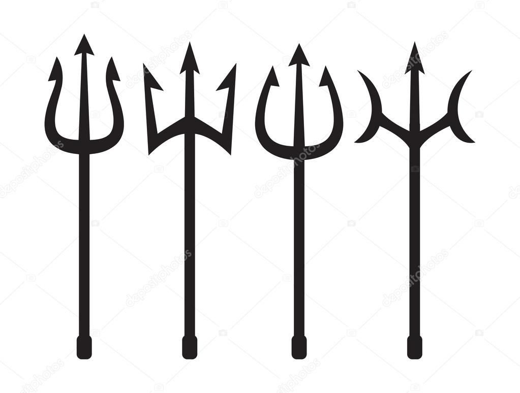 Set of trident silhouette Stock Vector by ©mhatzapa 124287970