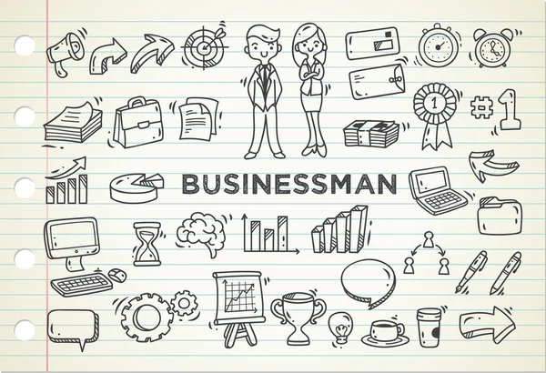 Conjunto de negócios doodle — Vetor de Stock