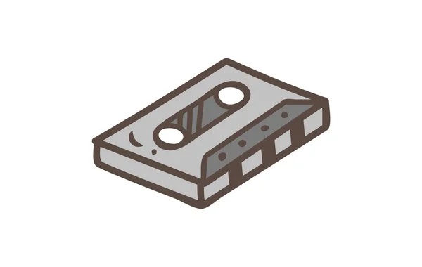 Cassette doodle geïsoleerd — Stockvector