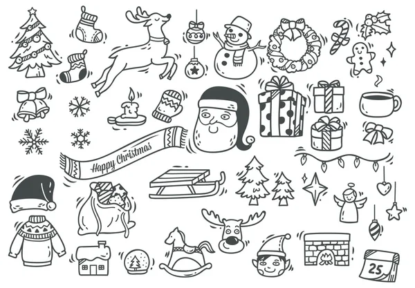 Set de garabatos navideños — Vector de stock