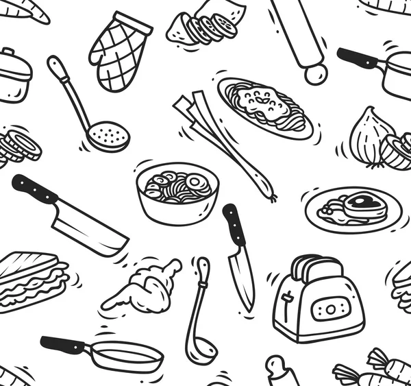 Cuisine thème fond sans couture — Image vectorielle