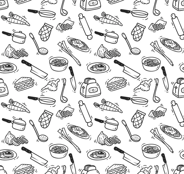 Cuisine thème fond sans couture — Image vectorielle