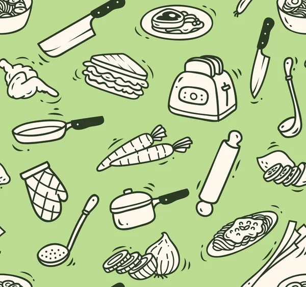 Cocina temática fondo sin costuras — Vector de stock