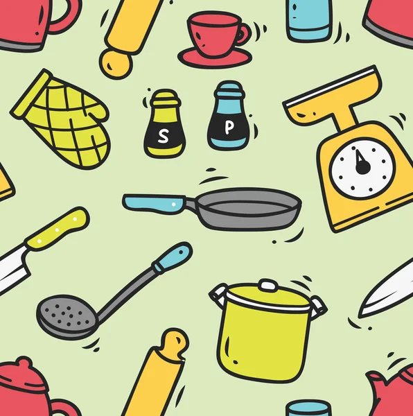 Mutfak aletleri sorunsuz arka plan — Stok Vektör